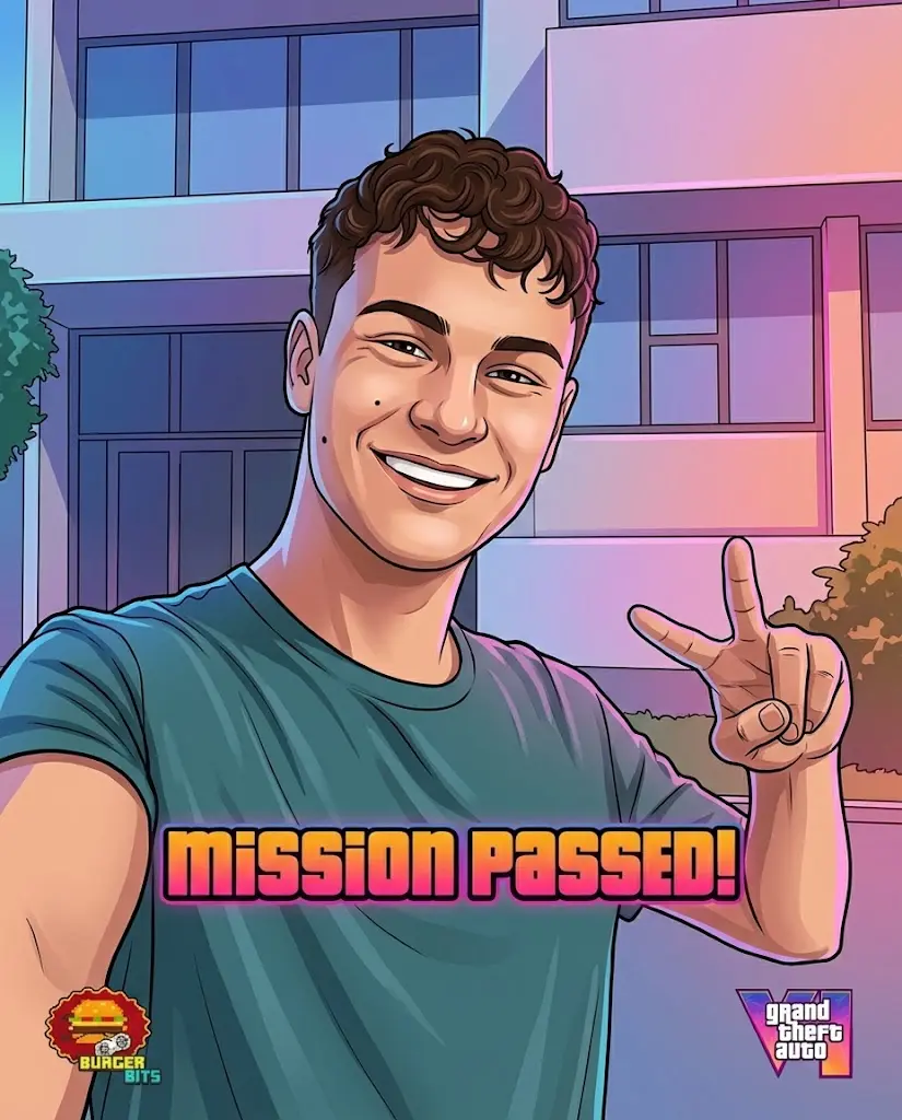 Foto transformada em personagem ilustrado da campanha